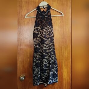 Love Culture Black and Cream Lace Backless Dress